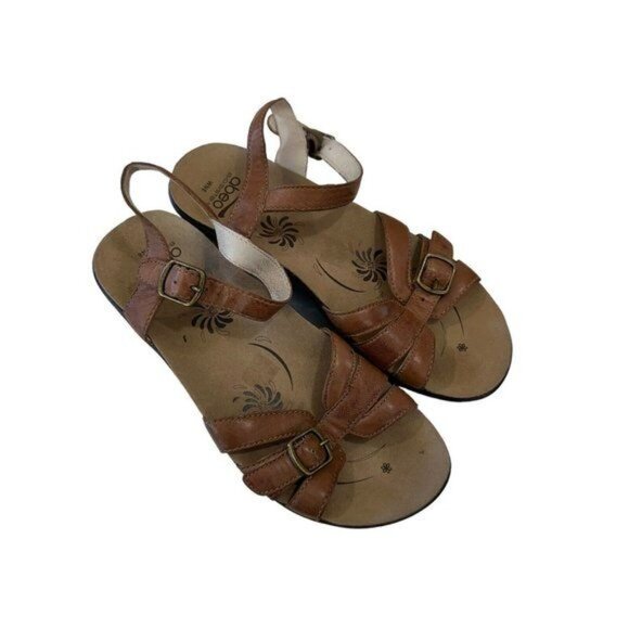 Abeo Bio Sistem Wedge Sandals Women SZ N6 Brown Leather Adjustable Buckle Strap - Picture 12 of 13